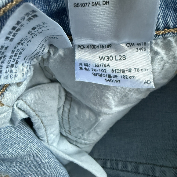 Levis 501 Jeans Womens Skinny Light Wash High Rise 30x27 Big E - Picture 8 of 10